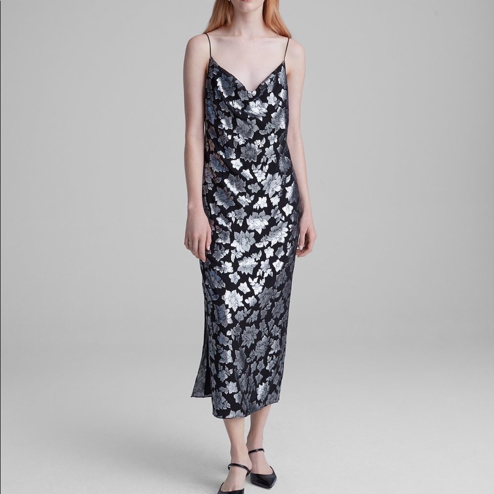 Club Monaco Jacquard Silk-Blend Slip Dress - Picture 2 of 11